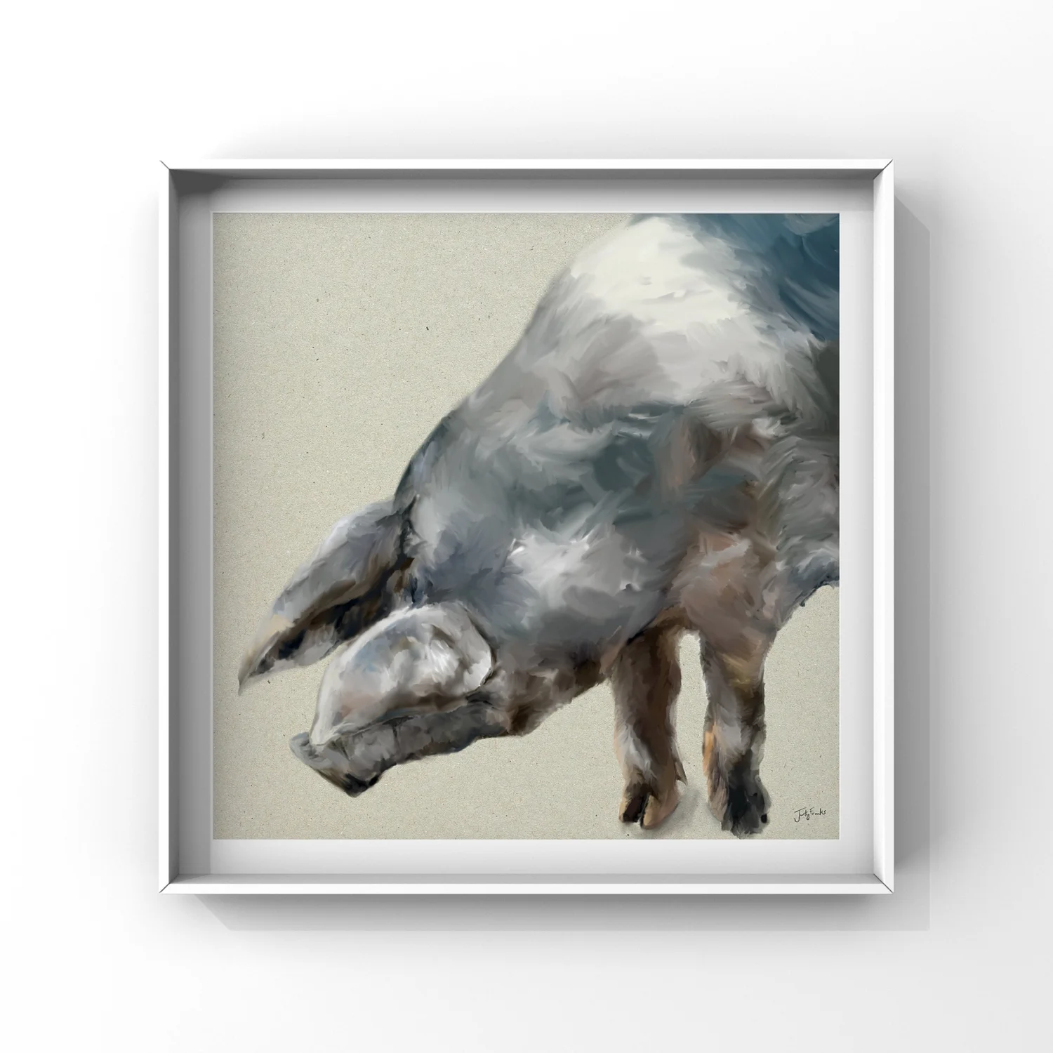 Saddleback Pig Giclee Art Print, Hand-Drawn Farm Animal